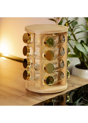 Набор для специй на деревянной подставке 16 стеклянных емкостей для приправ Jooki (358706312)