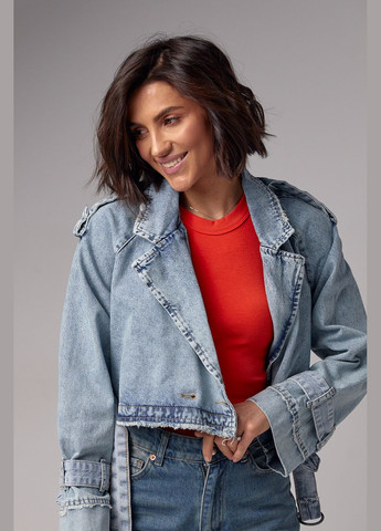 Синя демісезонна коротка жіноча джинсовка у стилі grunge - чорний цвет, xs (sku_3103) No Brand