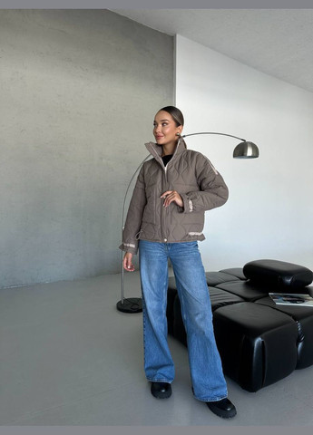 Сіро-коричнева демісезонна жіноча куртка No Brand