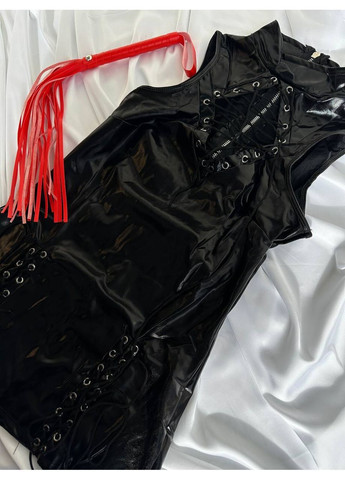 Чорна відвертий лакова міні сукня на шнурівках Vakko