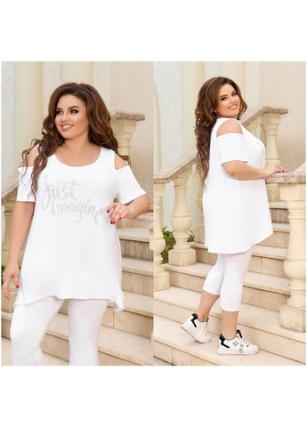 Віскозний костюм мод Фл 3483, білий, розмір 64-66 No Brand (355469605)