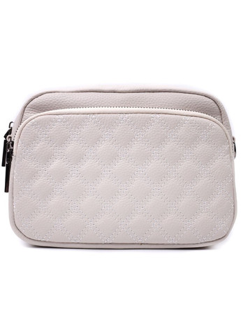 Сумка для женщин прошита ромбами на лицевой стороне из натуральной кожи 22633 Белая Vintage (298570070)