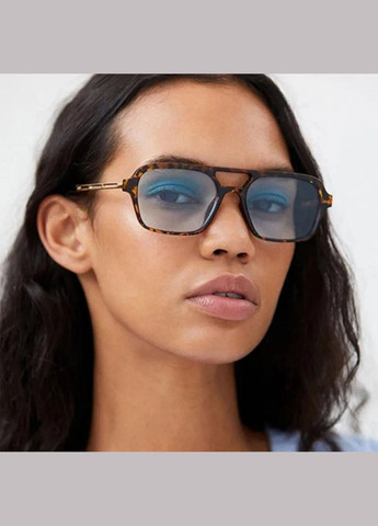 Солнцезащитные очки с двойной переносицей унисекс леопард с голубым No Brand (290704852)