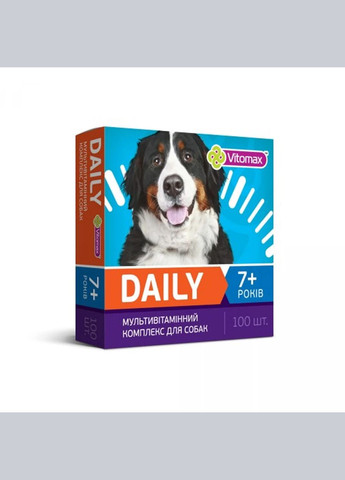 Daily Мультивітамінний комплекс для собак старше 7+ років, 100 таблеток, 100 г, 201685 Vitomax (278307772)