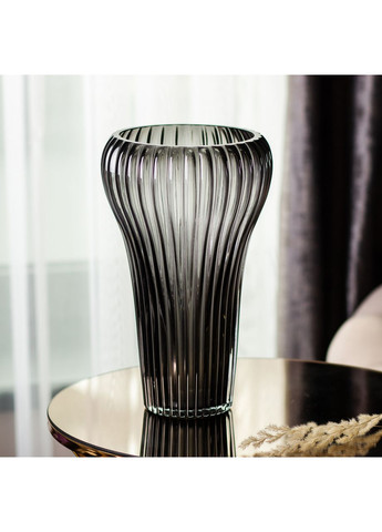 Стеклянная ваза для цветов, декоративная фигурная, серая, 27,5 см. Jooki (360920761)