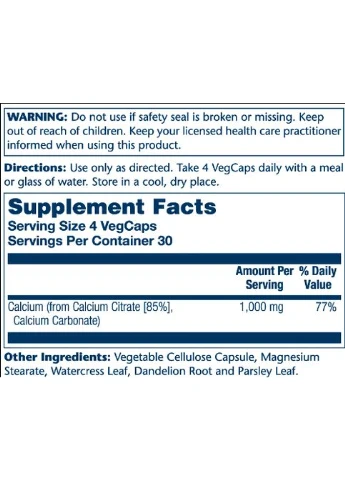 Calcium Citrate 1000mg - 120 vcaps Solaray (394581665)