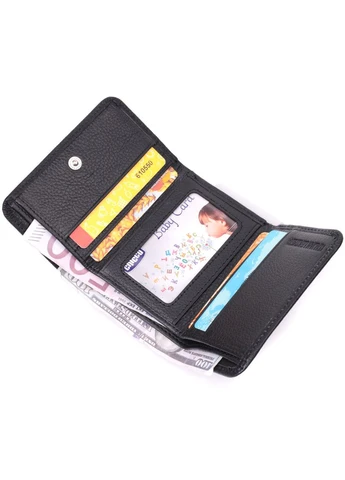Шкіряний лаконічний гаманець для жінок 22506 Чорний st leather (341259687)