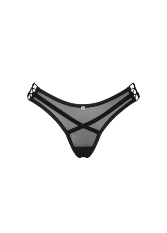 Прозорі еротичні жіночі трусики Roxelia thong M/L чорні Obsessive (391269228)