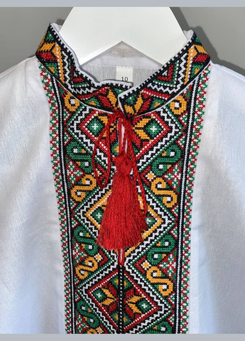 Яскраво-червона багатоколірна вишиванка на хлопчика Lelyk візерунок геометричний бязь (303354981)