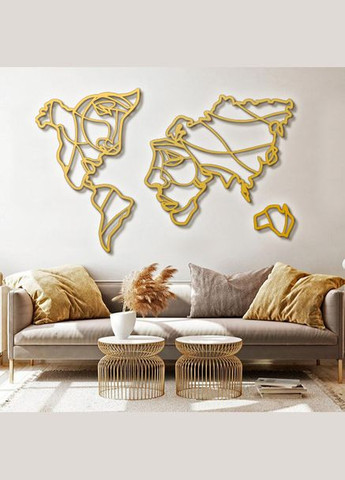 Панно 3D декоративное с объемом 15 мм для стен, Стилизованная карта золотое Декоинт (278287232)
