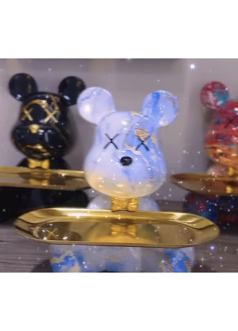 Медведь органайзер - ключница - копилка 23 см в стиле BE@RBRICK (Нежно-голубой мрамор) No Brand (323201899)