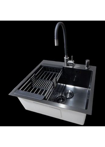 Комплект кухонной мойки Handmade PVD черная HS54*48 (3.0/1.0 мм) декор Kraft (366018323)