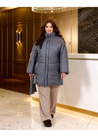 Графитовая демисезонная куртка женская тёплая Style Point