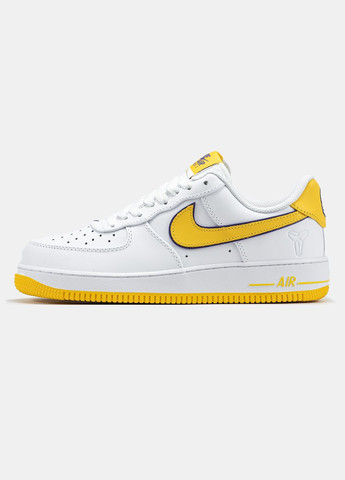 Білі Осінні кросівки чоловічі nike air force 1 kobe bryant white yellow | найк аір форс 1 білі No Brand