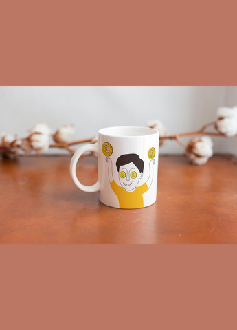 Кружка с принтом "Bitcoin" 330 мл Белая No Brand (324262963)