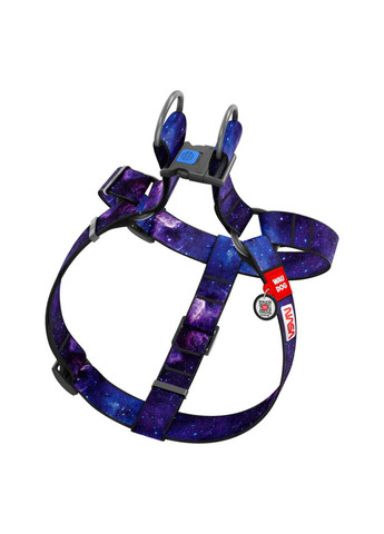 Шлея для собак Nylon з QR паспортом, малюнок "NASA21", XL, Ш 35 мм, А=В 70-100 см WAUDOG (322643127)