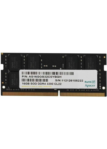 Оперативная память DDR4 SODIMM 16 ГБ 3200 МГц ES.16G21.GSH Apacer (280916250)