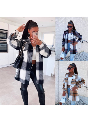 Черно-белая кэжуал рубашка в клетку Україна с длинным рукавом