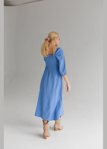 Синя плаття жіноче лляне максі синє з розпіркою на нозі mkbs1181-11 Modna KAZKA