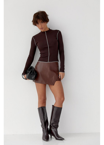 Лонгслив в рубчик с контрастными швами наружу Lurex (370379950)