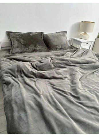 Постельное белье плюшевое евро Home 20761 200х220 см графитовое DUSHKA (327790603)