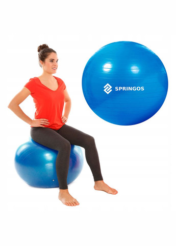 Мяч для фитнеса (фитбол) Anti-Burst Blue Springos FB0009 (345713403)