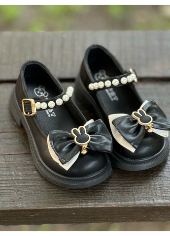 Туфлі для дівчинки з бантиком і намистинками колір чорний 10898 No Brand (348838986)
