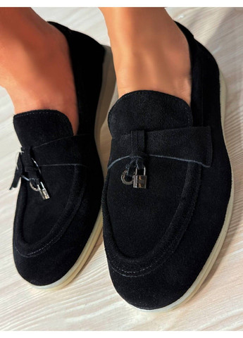 Hengji Туфли женские 336-1 замшевые лоферы с фурнитурой черные черный з натуральная замша, китай — всесезон (341674831)