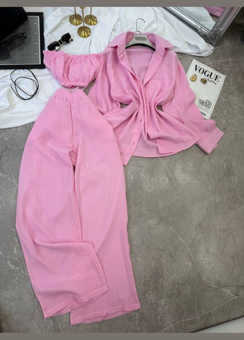 Женский муслиновый костюм 4 в 1: топ, шорты, рубашка и брюки. MonCher (341086900)