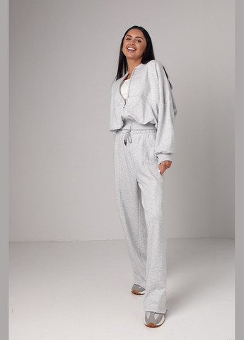 Спортивний костюм з прямими штанами та кофтою на блискавці - чорний Lurex (300591761)