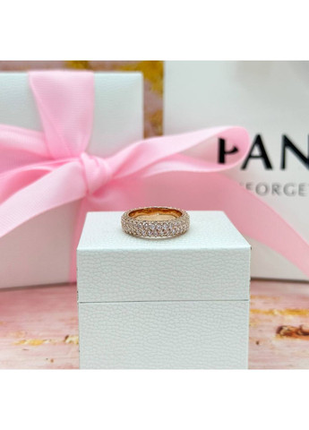 Срібна каблучка в позолоті Пандора "Два ряди паве" Kabluchka (355345862)