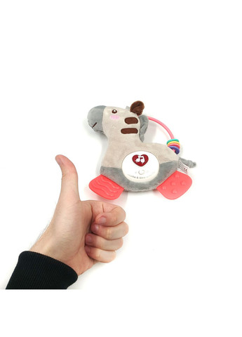 Брязкальце інтерактивне дитяче, 20 см, Українська озвучка, з підсвічуванням та мелодіями, Конячка, Сірий TK Group (316319010)