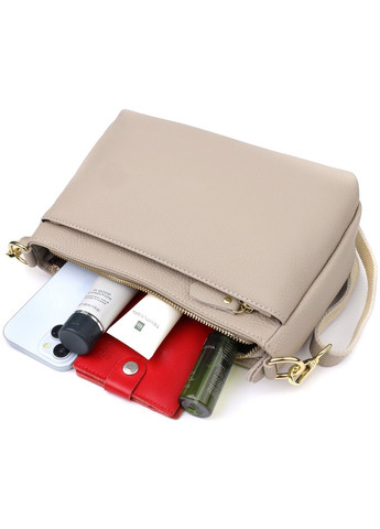 Елегантна жіноча сумка з натуральної шкіри з жорсткою основою 22985 Сірий Vintage (356452091)