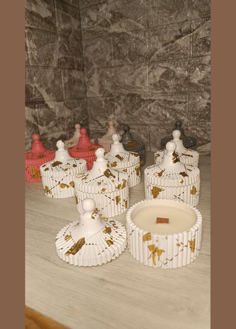 Свічка із соєвого воску в гіпсовому кашпо Золотий захід ручної роботи Hand Made (323141413)