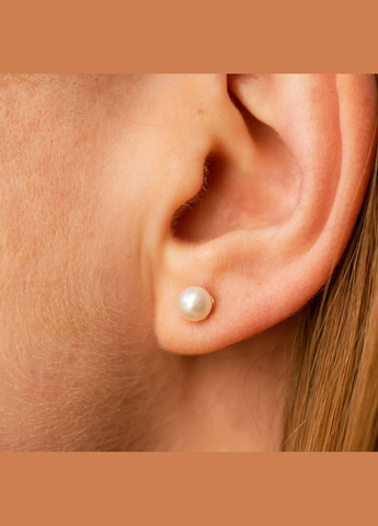 Сережки - пусети з перлами (жовте золото) с08913 Oniks (277622548)