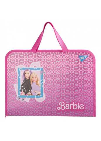 Папка-портфель на молнии В4 с тканевыми ручками Barbie розовый 492240 Yes (294337013)