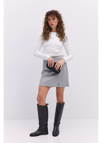 Коротка кашемірова спідниця сіра з розрізом на нозі розмір Arjen (373682409)