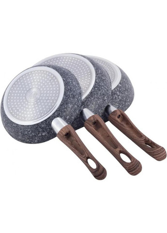 Набор 3 сковороды Grey Marble 20см, 24см, 28см, индукционные с антипригарным покрытием Kamille (329895158)