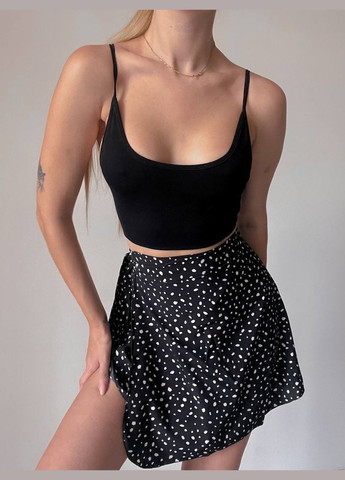 Черная кэжуал в горошек базовая юбочка на запах Adelante на запах