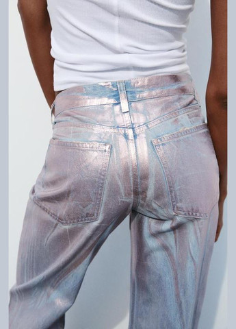 Джинси new wide leg середня посадка з металізованим ефектом Zara - (312550478)