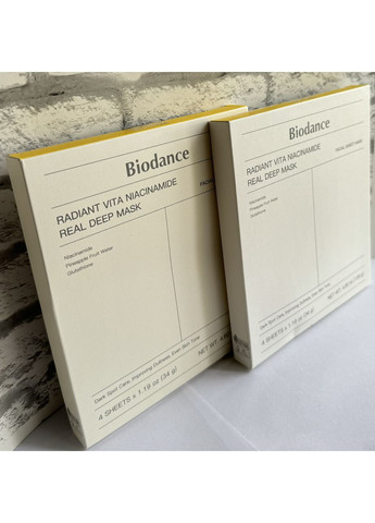 Гидрогелевая маска для выравнивания тона кожи лица Radiant Vita Niacinamide Real Deep Mask, 34 г Biodance (369569383)