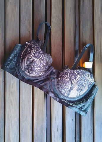 Чёрный балконет кружевной бюстгальтер izel FS с косточками полиамид