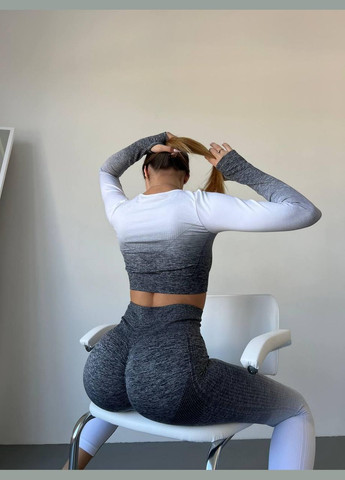 Спортивний костюм (рашгард та легінси) з ефектом пуш-ап і градієнтом, сірий з білим, розмір S Trends (330757781)