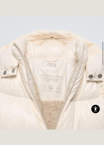 Молочна дитяча зимова куртка пуховик для дівчинки 5644/834 молочний Zara