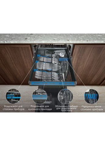 Посудомийна машина вбудована, 14компл., D, 60см, дисплей, інвертор, 3й кошик, чорний Electrolux (371633166)