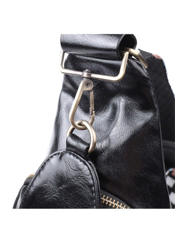 Практичная женская сумка из экокожи с акцентом на текстильную лямку 22776 Черный Vintage (303877326)