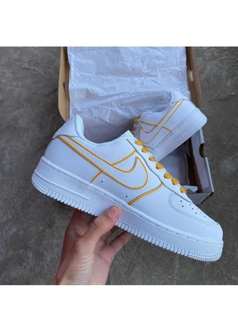 Білі літні кросівки nike air force 1 white gold найк аір форс 1 No Brand