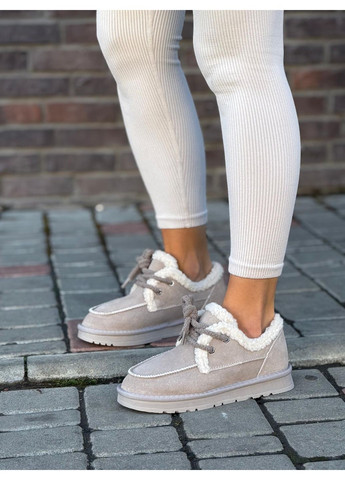 Зимние женские ботинки светло-серые натуральная замша на меху теплые замшевые лоферы No Brand