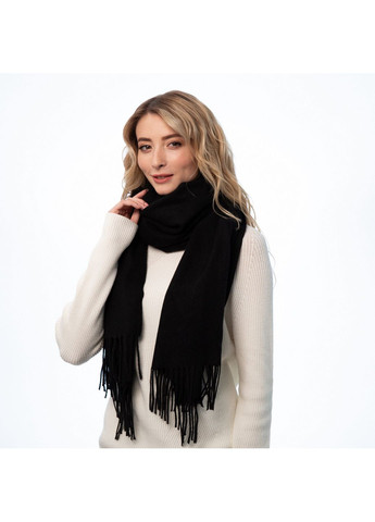 Палантин женский однотонный елка шерсть с полиэстером черный GAYNOR LuckyLOOK 254-886 (322792600)