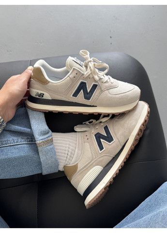 Бежеві Осінні кросівки чоловічі new balance 574 light beige / blue нью беланс 574 No Brand